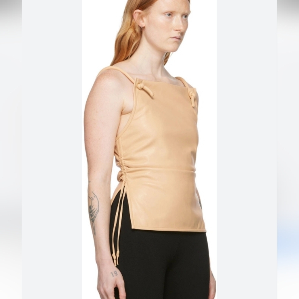 Nanushka Josca Beige Vegan Leather Top Size M